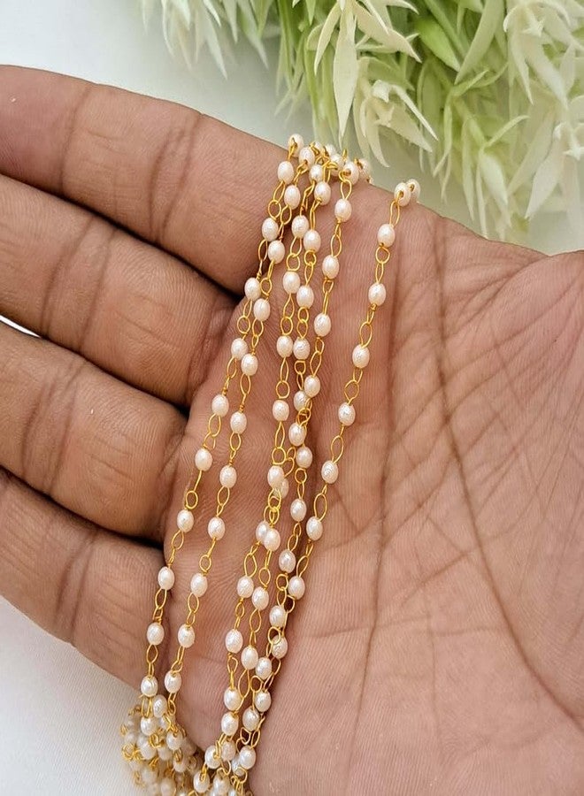 meryCraft Acrylic Pearl Beads Aati Chain in Long Lasting Brass Wire Fine Quality for Jewellery Making and Crafts Work Pack of 1 Mtrs - Image 5